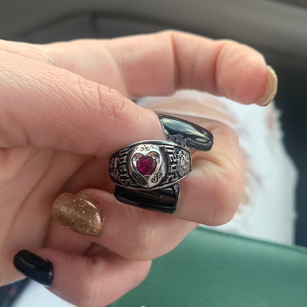 2020 class ring red heart stone